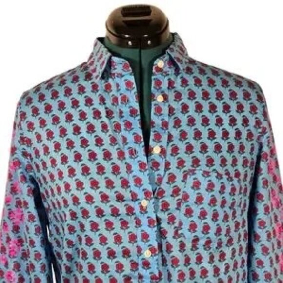 J. Crew Floral Print Classic Popover Cotton Shirt Medium Like New - Picture 4 of 12